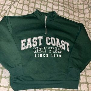 East Coast New York Green Quarter Zip Sweater